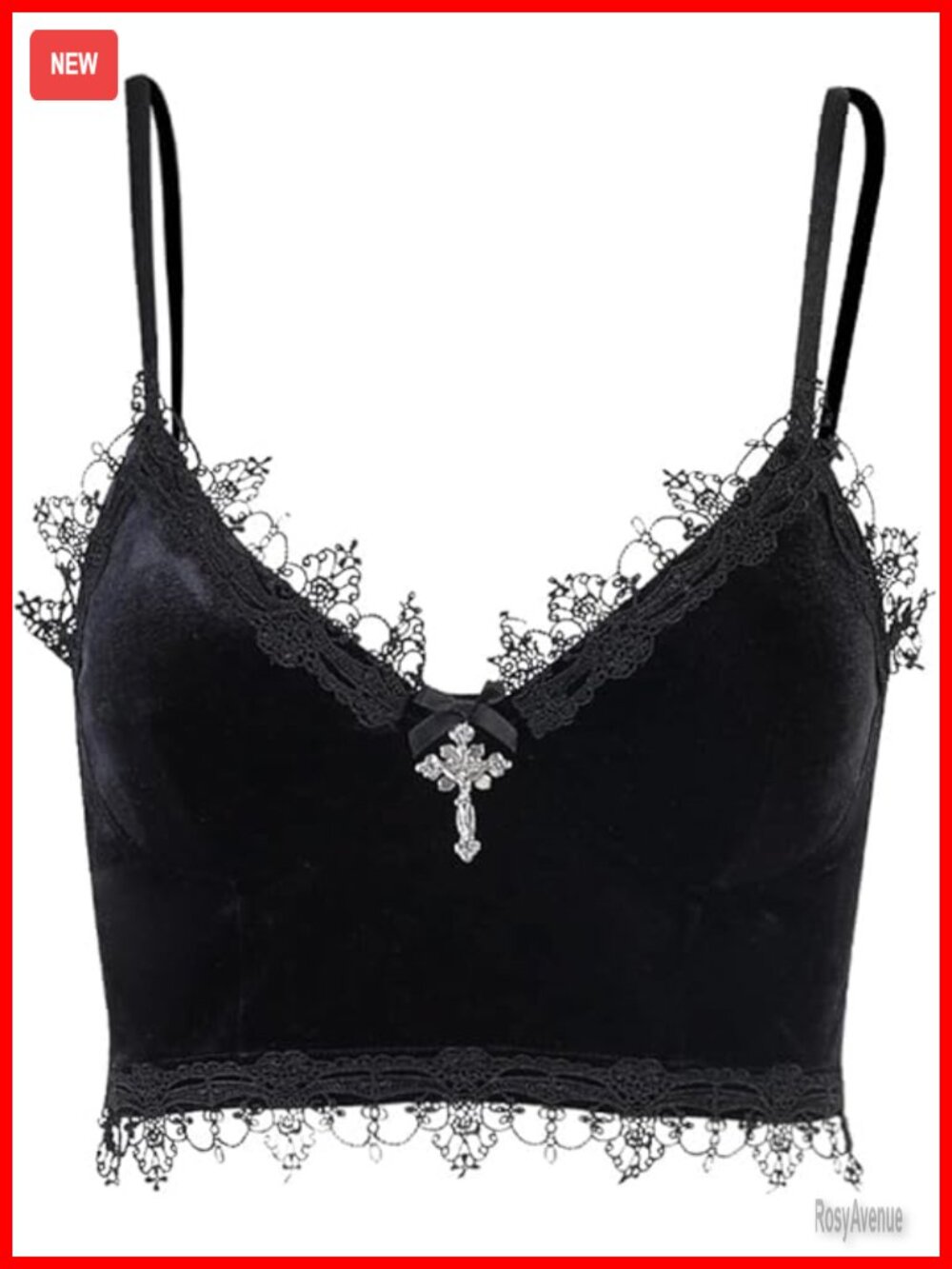 Gothic Crop Top Lace Camisole Velvet Corset Backless Tank Grunge Punk Fairy
